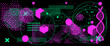 Futuristic hi-tech dark damaged screen with glitch noise. Grunge abstract vector background.