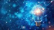 © Anak - Abstract blue light bulb with digital world inside, Technology Network Data Connection, dark blue background,