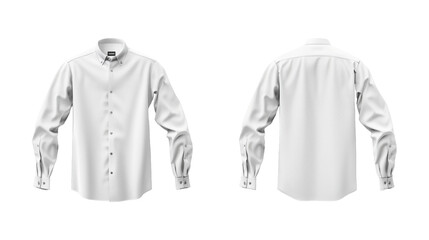 Wall Mural - A mock-up front and back view of a white button-up shirt isolated on a transparent background
