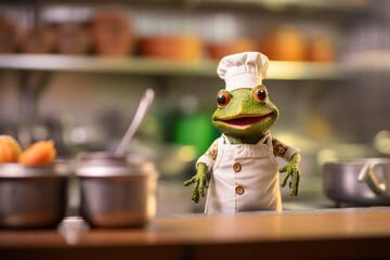 Wall Mural - Frog as a chef cook in a restaurant kitchen.