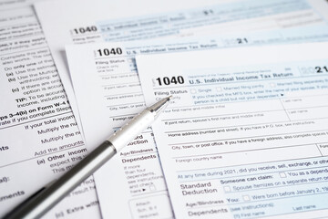 Wall Mural - Tax form 1040 U.S. Individual Income Tax Return, business finance concept.