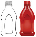 Fototapeta Panele - Vector illustration of empty and full ketchup bottles