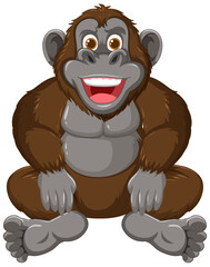 Poster - A happy monkey illustrated in a sitting pose.