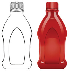 Wall Mural - Vector illustration of empty and full ketchup bottles