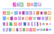 Cut colorful letters, numbers from magazines in Y2K style. Anonymous newspaper font for collage in 90s style. Criminal clipping alphabet  for poster, banner, greeting card, social media, web design