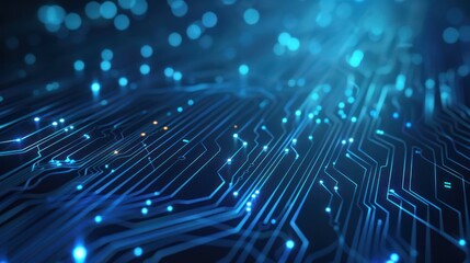 Circuit Board Technology Background. Blue Abstract Data Transfer Design Illustration.