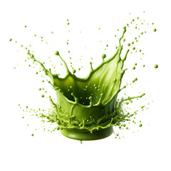 Wall Mural - matcha splash on white background simple with drops in high resolution realistic image isolated PNG