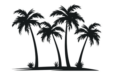 Wall Mural -  Palm Tree black shilhutti on whait background