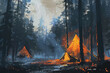 Artistic concept painting of a tents in the forest