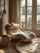 Cozy Interior with Elegant Chaise Lounge by Sunlit Window