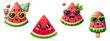 Cute summer watermelon slice collection. Summer stickers, summer clipart
