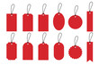 Set of blank red tag. Vector illustration.	
