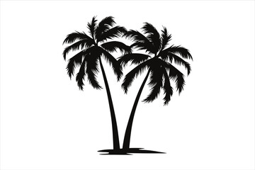 Wall Mural -  Palm Tree black shilhutti on whait background