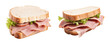 ham and cheese sandwich isolated on transparent background