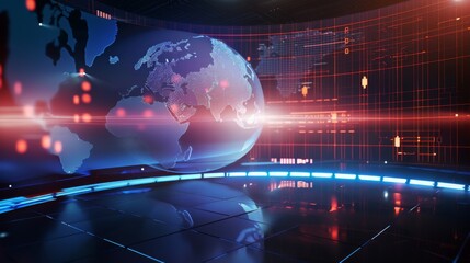 Sticker - 3D World News Background, digital world breaking news Studio Background