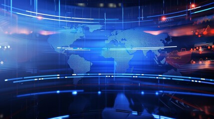 Sticker - 3D World News Background, digital world breaking news Studio Background