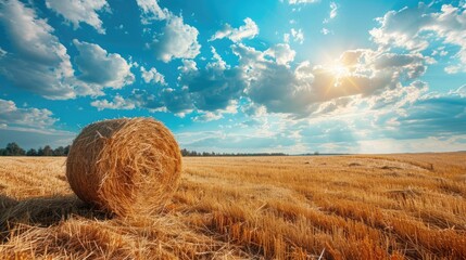 Poster - Hay bale in center of field