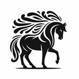 Fototapeta  - horse silhouette vector illustration White Background, icon, farm animal Template
