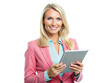 Business-confident businesswoman with a digital tablet - PNG file 