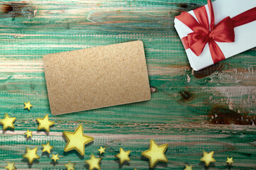 Poster - A gift box and an empty greeting card