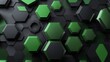 black and green hexagons modern background