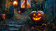 Spooky Splendor: Halloween Decorations in Sunset Gradient