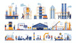 Metallurgy industry plant construction vector illustration