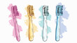 Mouth cleaning tools. Set of Four Toothbrushes