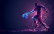 © MUS_GRAPHIC - Abstract silhouette of particles with lines and triangles. footballer