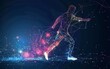 © MUS_GRAPHIC - Abstract silhouette of particles with lines and triangles. footballer