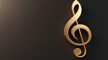 Gold Music Clef On Black Background