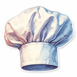 ilustration of glass art style image of a chef hat on a white background, AI generated image