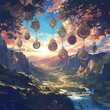 Magical Autumn Glow - Breathtaking Mountain Landscape with Sunrise and Fantasy Elements