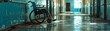 © Atchariya63 - Wheelchair abandoned in hospital walkway, Lud view, tranquil background, copy friendly