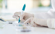 © peopleimages.com - Research, writing and hands or scientist with pen to label petri dish for identification or analysis for tools. Person, zoom and marker in laboratory for innovation study, experiment and breakthrough