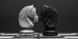 Two Black and White Chess Pieces on a Chess Board. Generative AI