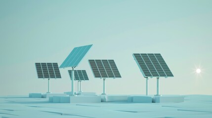 Isolated white solar panel modern illustration. Green sun energy from battery with wireframe station illustration. Eco concept of sunlight collector for renewable clean alternative power.