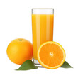 A glass of orange juice surrounded by oranges SVG isolated on transparent background
