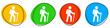 4 bunte Icons: Wandern - Button Banner