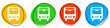 4 bunte Icons; Bus - Button Banner