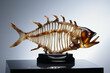 Agate fish skeleton figurine. Digital illustration.