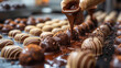 7. Chocolate-Making Workshop: In a sunlit kitchen studio, aspiring chocolatiers don aprons and wield piping bags filled with molten chocolate, crafting artisanal confections under