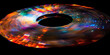 abstract picture DVD or CD, multi-colored graphics, spectral style on a black background, music, sound effects,