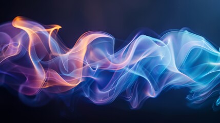 Leinwandbilder - Abstract blue wave of colorful smoke