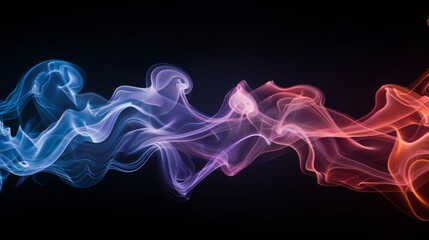 Poster - Abstract colored wave smoke on black background