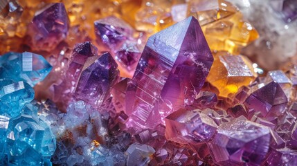 Canvas Print - A close up of a bunch of crystals and minerals, AI