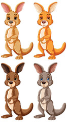 Sticker - Four kangaroo illustrations in different colors