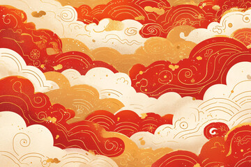 Wall Mural - Classical Chinese style auspicious cloud texture background, golden auspicious cloud pattern festival celebration decoration