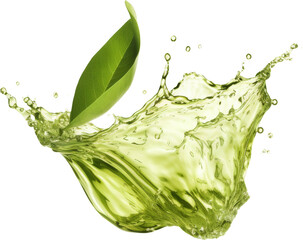 Wall Mural - green tea matcha splashing isolated on white or transparent background,transparency