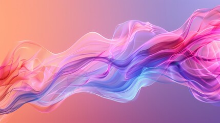 Aufkleber - Gradient Trendy smoke waves colorful background wallpaper. 3D render creative smoke swoosh style soft lines.